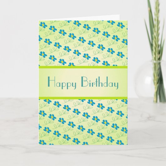 Carte Anniversaire Avec Fleur Bleue (Devant)
