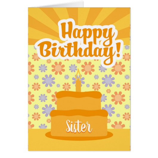 Carte Anniversaire Avec Gâteau Et Fleurs Pour Soeu (Devant)