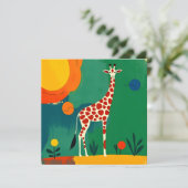 Carte Anniversaire Avec Giraffe Colorée Design (Debout devant)
