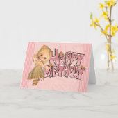 Carte Anniversaire Avec Jolie Petite Fille (Fleur jaune)