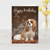 Carte Anniversaire Avec Le Roi Charles Spaniel (Fleur jaune)