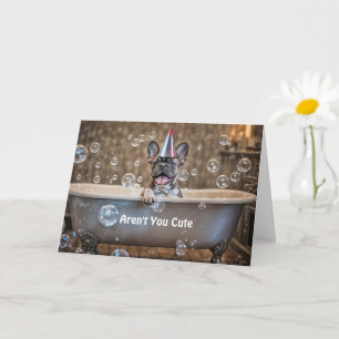 Carte Anniversaire avec mignon Bulldog français ou Frenc