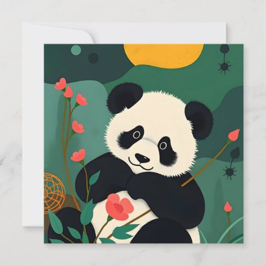 Carte Anniversaire Avec Panda Coloré Design (Devant)