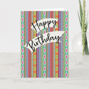 Carte Anniversaire avec rayures colorées