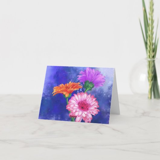 Carte Anniversaire avec trois Gerberas couleur (Dos)