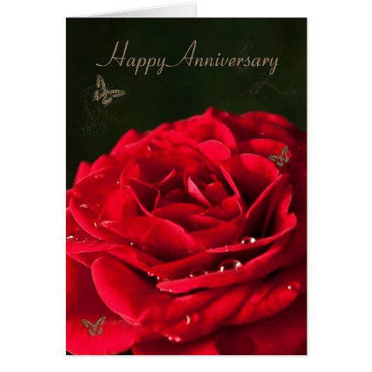 Carte Anniversaire avec une rose rouge classique (Devant)