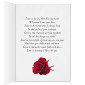Carte Anniversaire avec une rose rouge classique (Intérieur (Droit))