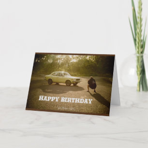 Carte anniversaire avec voiture