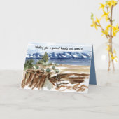 Carte Anniversaire Aventure Montagne Lac Hiver (Fleur jaune)