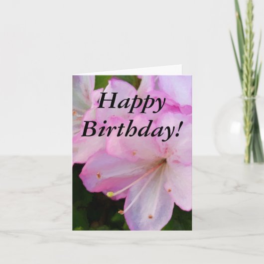 Carte Anniversaire Azalées Roses (Devant)