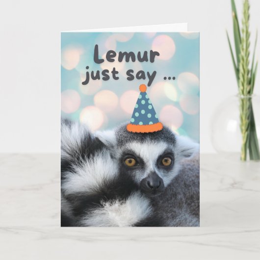 Carte Anniversaire Bague Cute Tail Lemur Pun (Devant)