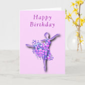 Carte Anniversaire Ballerina - Ballet Dancer Girl (Fleur jaune)