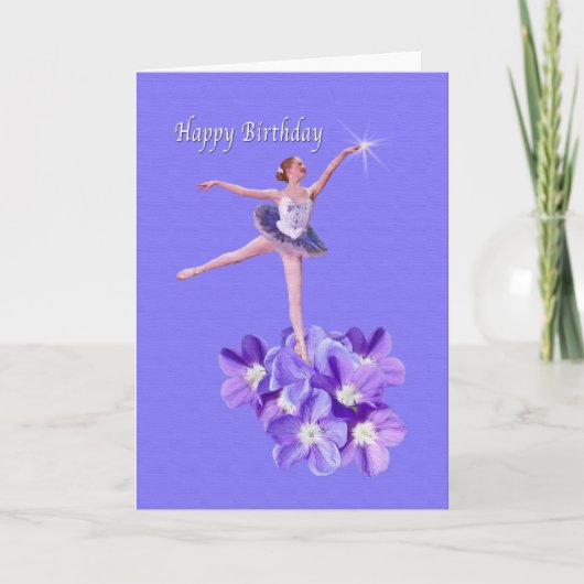 Carte Anniversaire, ballerine et violettes (Devant)
