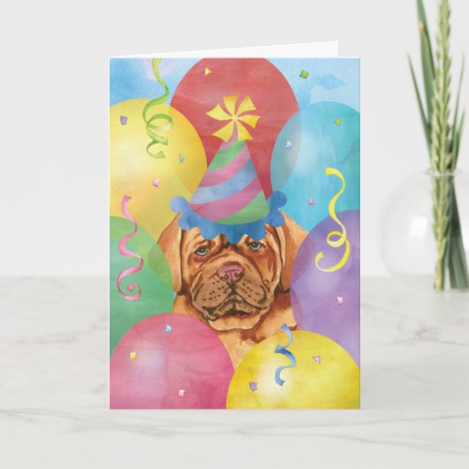 Carte Anniversaire Ballons Dogue de Bordeaux (Devant)