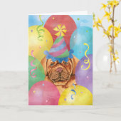 Carte Anniversaire Ballons Dogue de Bordeaux (Fleur jaune)