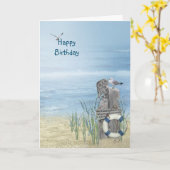 Carte Anniversaire Beach Seagull (Fleur jaune)