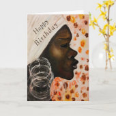 Carte Anniversaire Beauté Africaine Peinture femme (Fleur jaune)