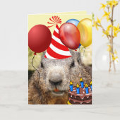 CARTE ANNIVERSAIRE BEAVER AMUSANT ANNIVERSAIRE ACCUEILLI (Fleur jaune)