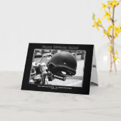 CARTE ANNIVERSAIRE - BÉBÉ - CASQUE DE CYCLISTE (Fleur jaune)