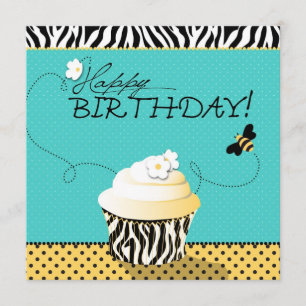 Carte Anniversaire Bee & Cupcake