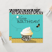 Carte Anniversaire Bee & Cupcake (Devant/Arrière en situation)