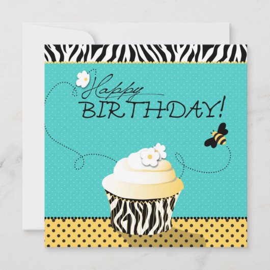Carte Anniversaire Bee & Cupcake (Devant)
