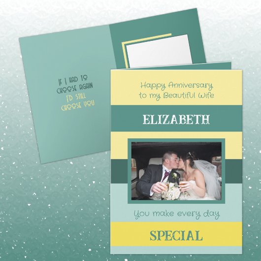 Carte Anniversaire belle femme jaune vert photo