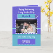 Carte Anniversaire belle femme violet turquoise photo (Fleur jaune)