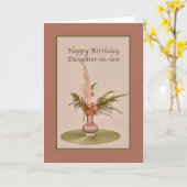 Carte Anniversaire, belle-fille, Vase des Roses et des f (Fleur jaune)