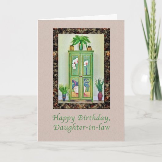 Carte Anniversaire, belle-fille, vie morte au Cabinet (Devant)