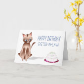 Carte ANNIVERSAIRE - belle-soeur - chat de Kitty - (Fleur jaune)
