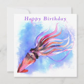 Carte Anniversaire Belles couleurs Nage calmar (Dos)