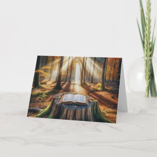 Carte Anniversaire Bible Ouverte Sur Arbre D'Automne Stu (Devant)
