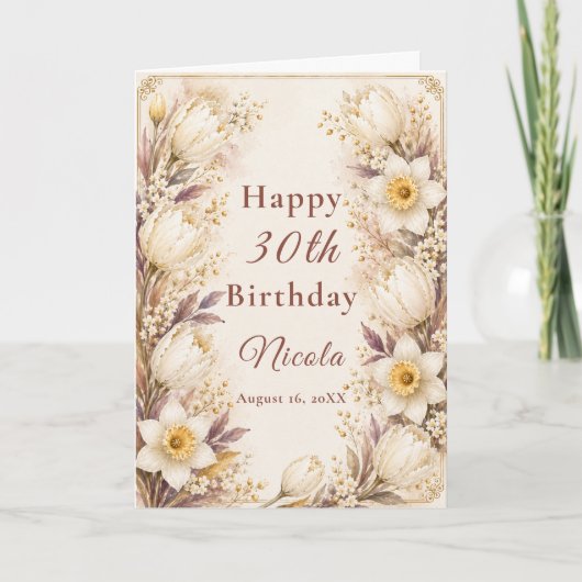 Carte Anniversaire Blanc et Champagne (Devant)