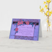 Carte Anniversaire bleu d'art déco (Fleur jaune)