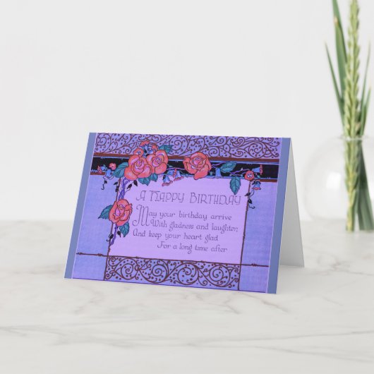 Carte Anniversaire bleu d'art déco (Devant)