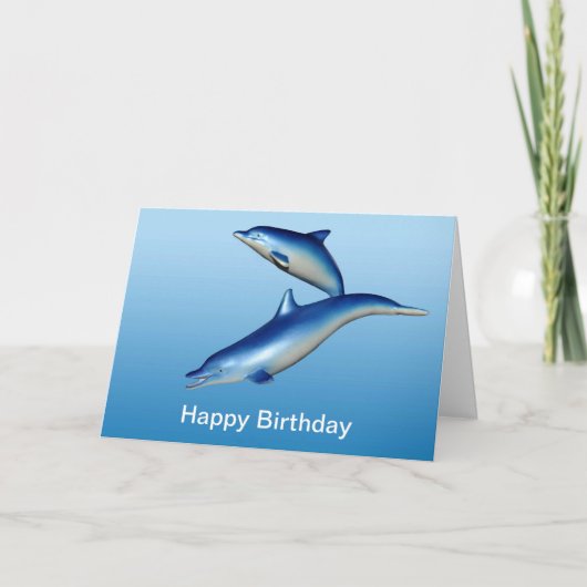 Carte Anniversaire bleu de dauphins (Devant)