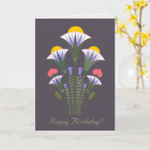 Carte Anniversaire bleu égyptien lotus ornement CC1021 (Fleur jaune)