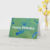 Carte Anniversaire bleu et vert, joyeux abstrait ! (Fleur jaune)