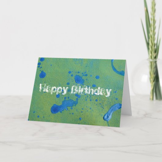 Carte Anniversaire bleu et vert, joyeux abstrait ! (Devant)