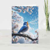 Carte Anniversaire Bluebird chanter sur une branche de c (Devant)