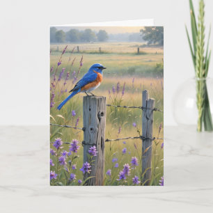 Carte Anniversaire Bluebird sur la clôture
