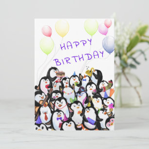 Carte Anniversaire Bonne fête des pingouins