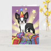 Carte Anniversaire Boston Terrier (Fleur jaune)