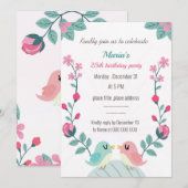 Carte anniversaire botanique des inséparables (Devant / Derrière)