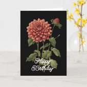 Carte Anniversaire botanique Vintage de Dahlia (Fleur jaune)
