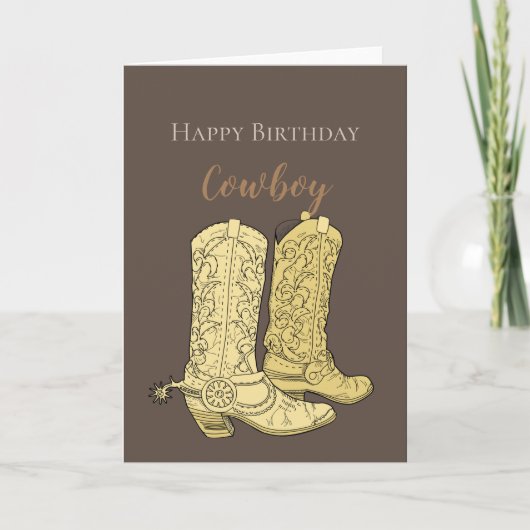Carte Anniversaire Bottes de Cowboy Marron (Devant)