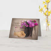 Carte Anniversaire, Bottes, Fleurs/Lilacs/Tulipes (Fleur jaune)