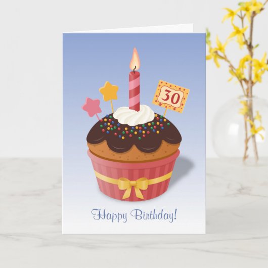 Carte Anniversaire Bougie Cupcake (Fleur jaune)