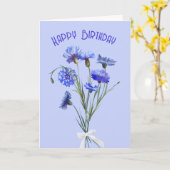 Carte Anniversaire Bouquet de Cornflower Bleu (Fleur jaune)